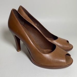 LRL Ralph Lauren Peep Toe Heels Brown size 8b EUC